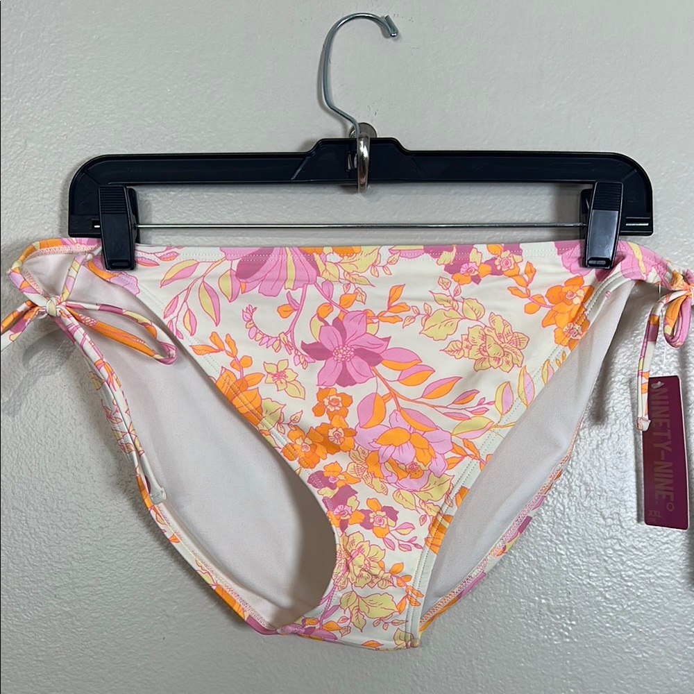 NEW Ninety Nine Degrees‎ Floral Bikini Bottom with Pink and Orange Design